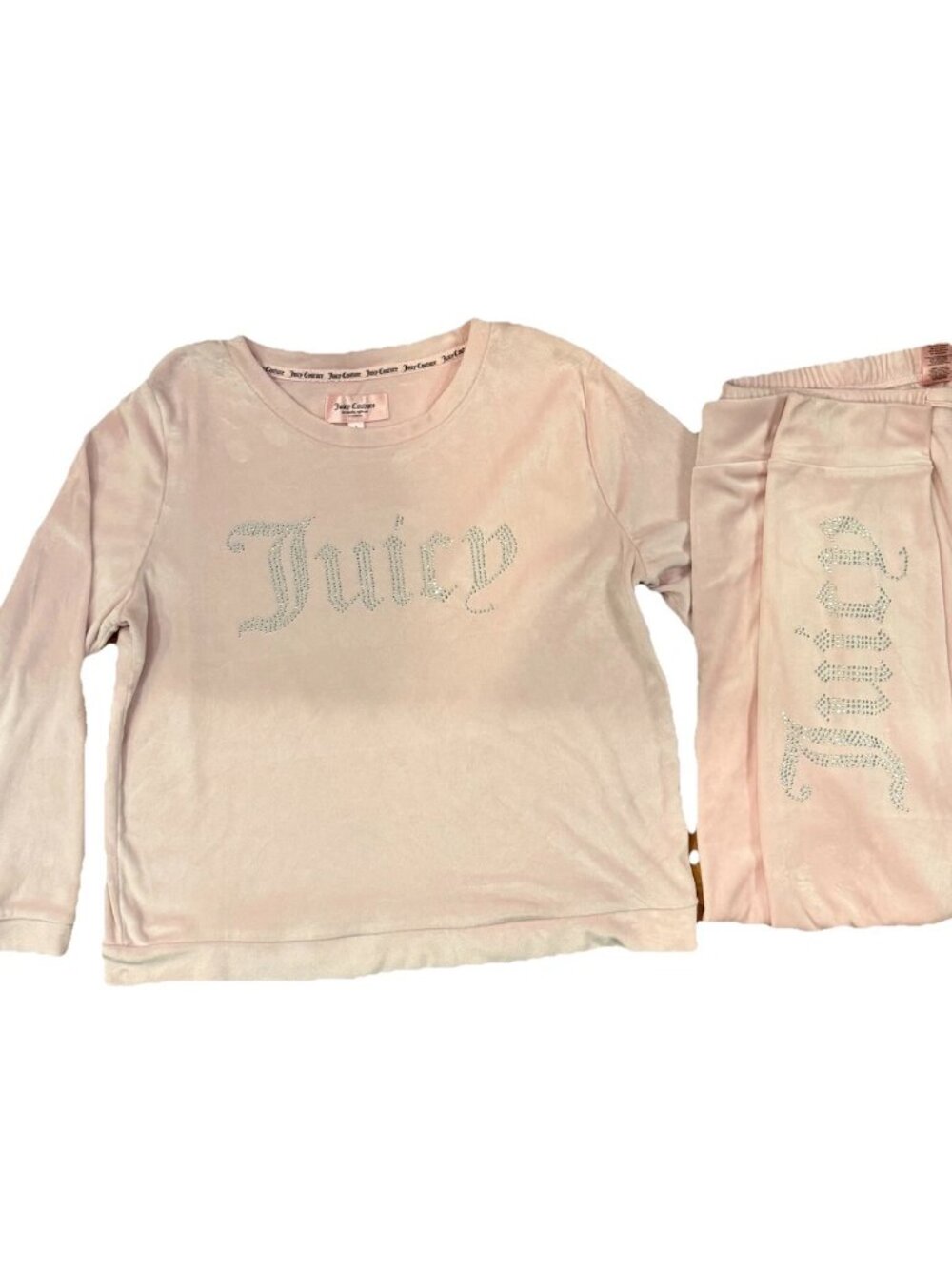 Vtg Y2K Juicy Couture Womens L Spell Out Soft Velour 2 Piece Track Suit Pink